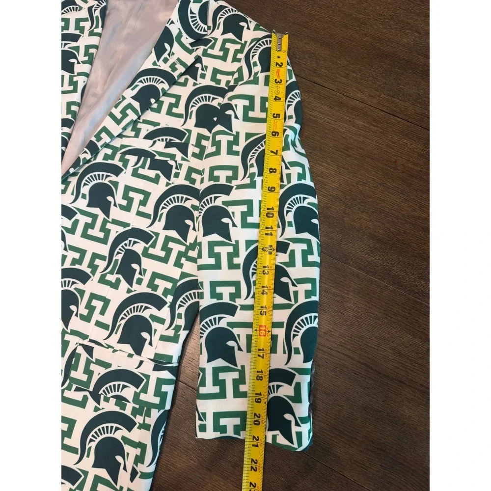 Shinesty Michigan State Spartans Blazer Mens 42 Green White Logo Suit Jacket